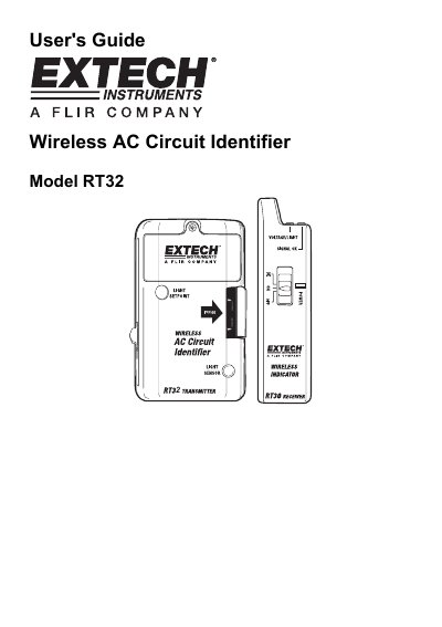 Extech RT32 Wireless AC Circuit Identifier User's Guide - cover page
