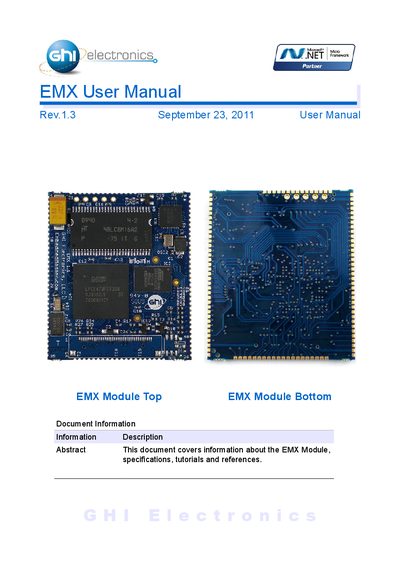 GHI EMX User Manual Rev.1.3 September 23 2011 User Manual - cover page