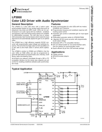 National Semiconductor LP3950 Color LED Driver with Audio Synchronizer Datasheet - cover page