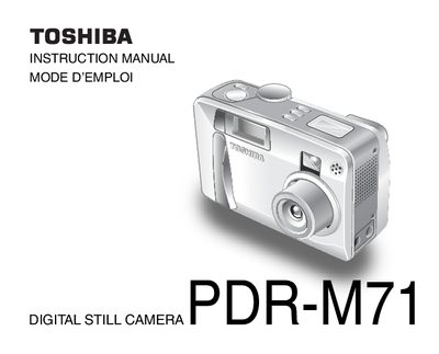 TOSHIBA DIGITAL STILL CAMERAPDR-M71 INSTRUCTION MANUAL - cover page