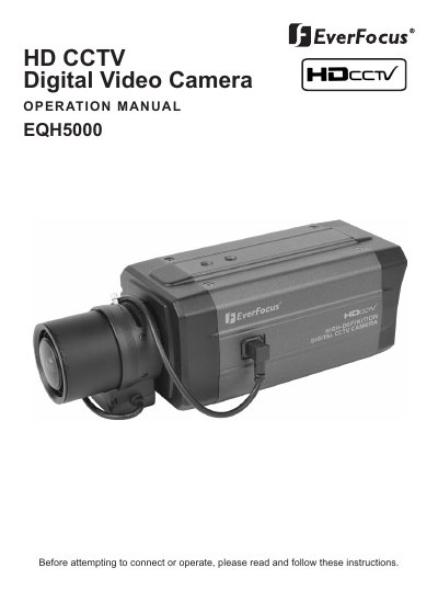 EverFocus EQH5000 HD CCTV Digital Video Camera Operation Manual - cover page