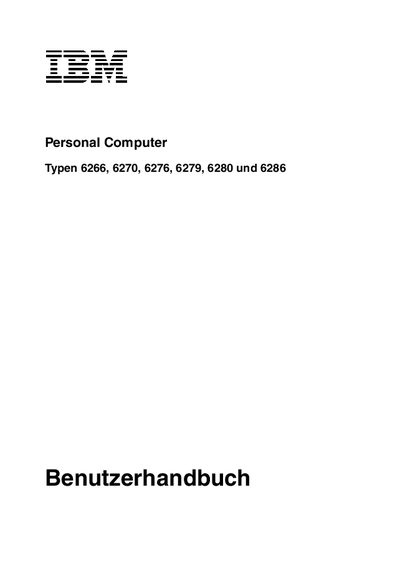 IBM Personal Computer Types 6266, 6270, 6276, 6279, 6280 and 6286 User Guide - cover page