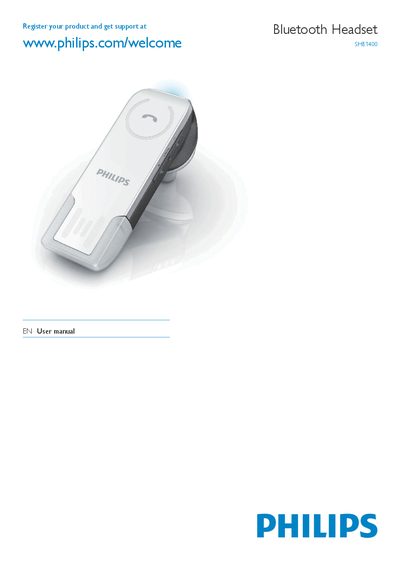 Philips SHB1400 Bluetooth Headset User Manual - cover page