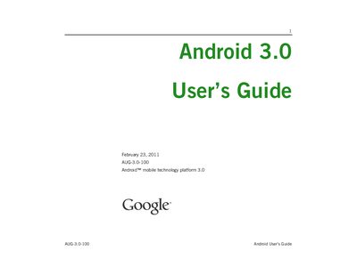 Google Android 3.0 User Guide - cover page
