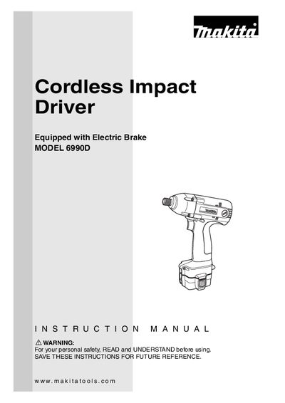 Makita 6990D Cordless Impact Driver Instruction Manual - cover page
