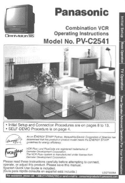 Panasonic PV-C2541 Combination VCR Operating Instructions - cover page