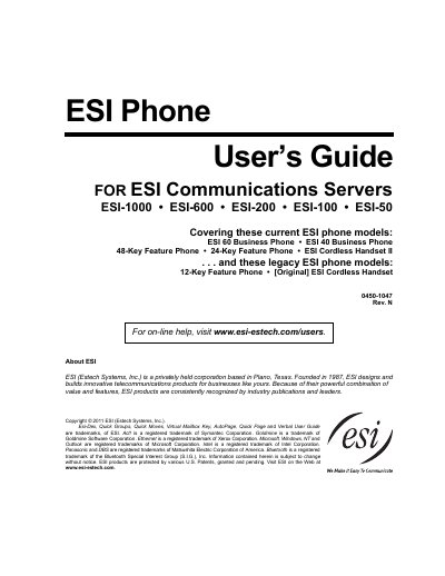 ESI ESI-1000/ESI-600/ESI-200/ESI-100/ESI-50 User Guide