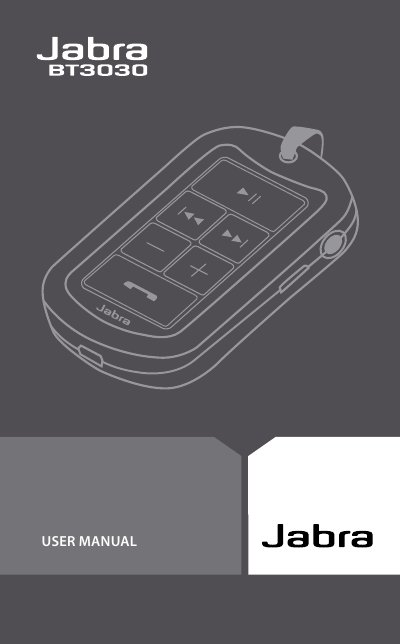 Jabra BT3030 Bluetooth Earphone User Manual - cover page