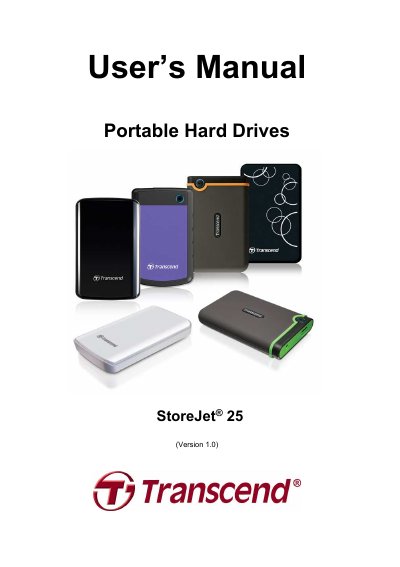 Transcend StoreJet 25 Portable Hard Drive User Manual - cover page