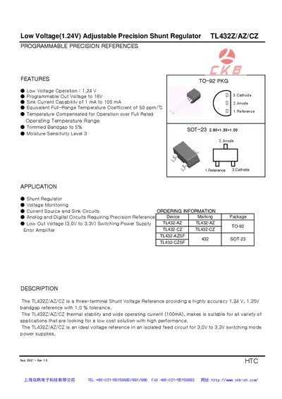 LOW Voltage(1.24V)Adjustable Precision Regulator Manual