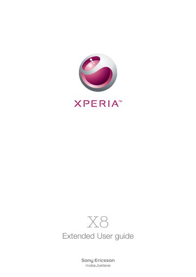 Sony Ericsson Xperia X8 User Guide - cover page