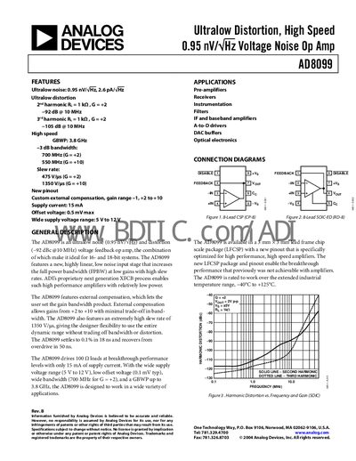 Analog Devices AD8099 Operational Amplifier Datasheet - cover page
