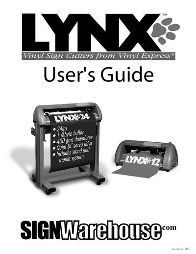 Vinyl Express Lynx S-60 User Guide - cover page