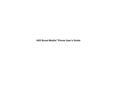 Boost Mobile i455 Phone User Guide - cover page