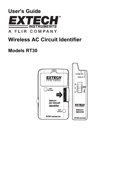 Extech RT30 Wireless AC Circuit Identifier User's Guide - cover page