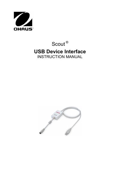 OHAUS Scout USB Device Interface User Manual - cover page
