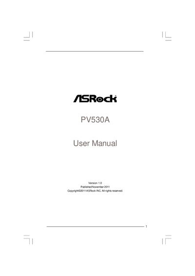 ASRock PV530A Motherboard User Manual - cover page