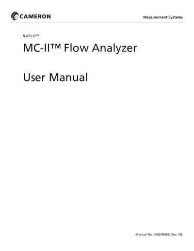 Cameron MC-II Flow Analyzer User Manual