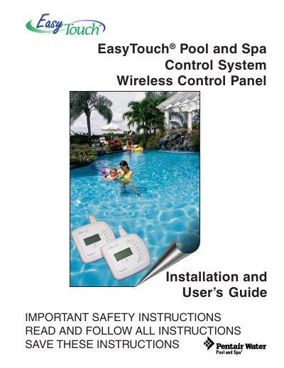 Pentair EasyTouch Wireless Control Panel Installation and User's Guide - cover page