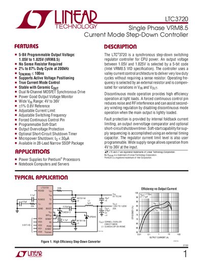 Linear Technology LTC3720 Step-Down Controller Handbook - cover page