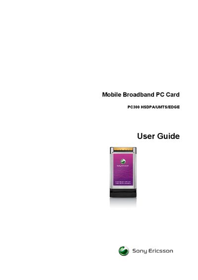 Sony Ericsson PC300 Mobile Broadband PC Card User Guide - cover page