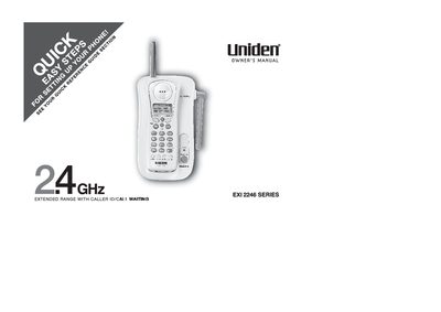 Uniden EXI 2246 Series Cordless Telephone Owner's Manual - cover page