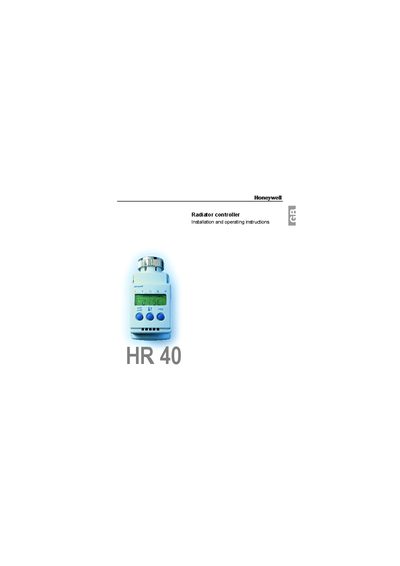 Honeywell HR 40 Radiator Controller Installation and Operating Manual - cover page