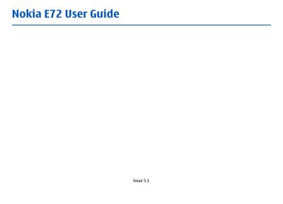 Nokia E72 User Guide - cover page
