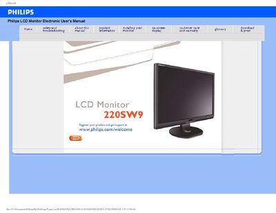 Philips 220SW9 LCD Monitor User Manual - cover page