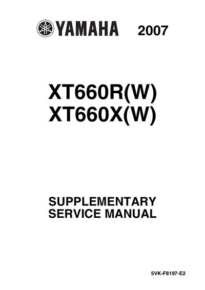 Yamaha XT660R Supplementary Service Manual - cover page