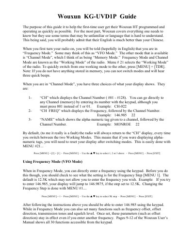 Wouxun KG-UVD1P Handheld Transceiver User Guide