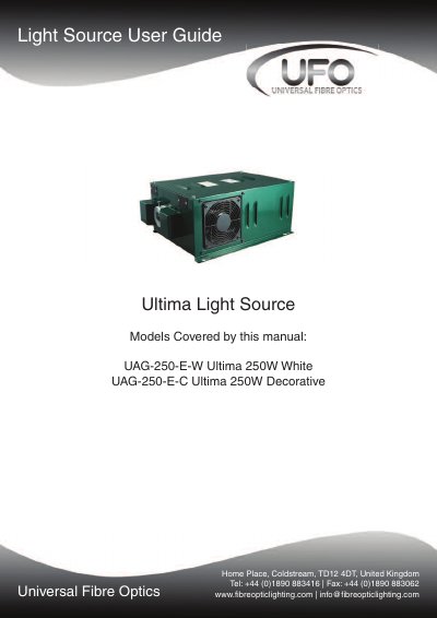 UFO UAG-250-E-W/UAG-250-E-C Light Source User Guide - cover page