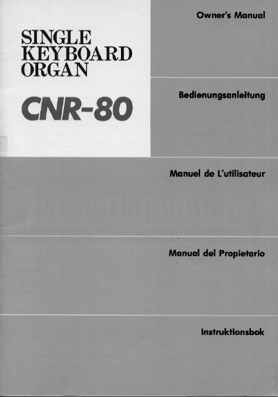 Yamaha CNR-80 Single Keyboard Organ User Manual - cover page