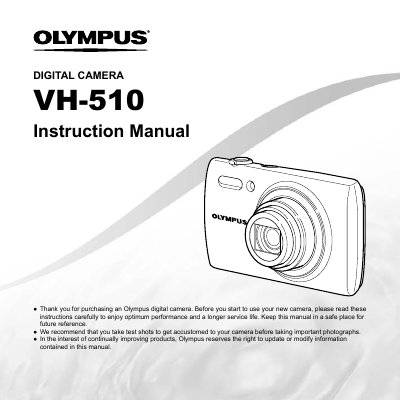 OLYMPUS DIGITAL CAMERA DIGITAL CAMERA Instruction ManualVH-510 Instruction Manual - cover page
