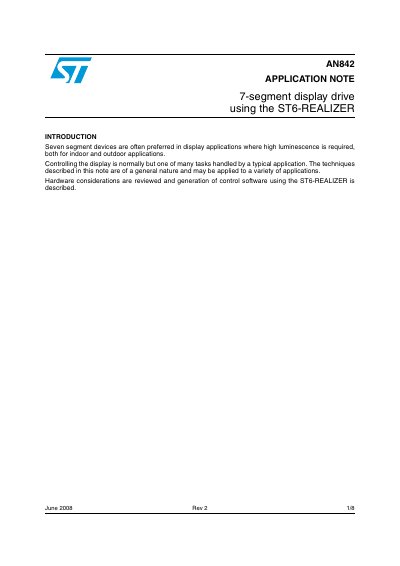 STMicroelectronics AN842 7-Segment Display Drive Application Note