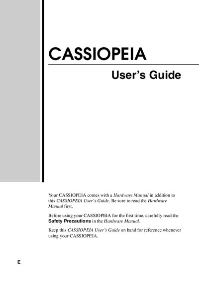 Casio CASSIOPEIA User Guide - cover page