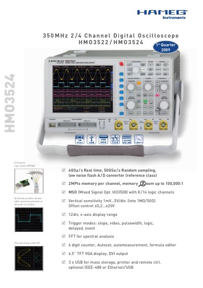 HAMEG - 4GSa s Real time 50GSa s Random sampling low noise flash A D converter (reference class) 2MP - cover page