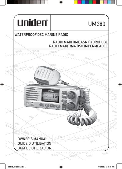 Uniden UM380 Marine Radio Owner's Manual - cover page