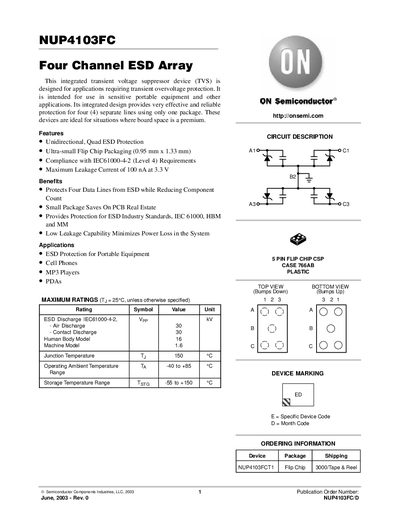 ON Semiconductor NUP4103FC Datasheet - cover page