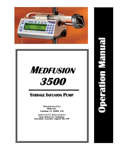 Medex Medfusion 3500 Syringe Infusion Pump Operation Manual - cover page