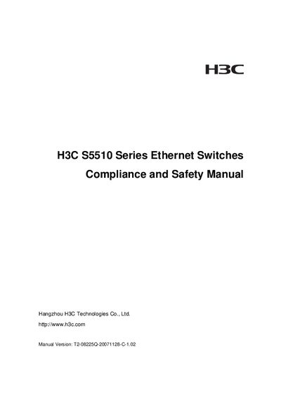 H3C S5510 Series Ethernet Switches Compliance and Safety Manual - cover page