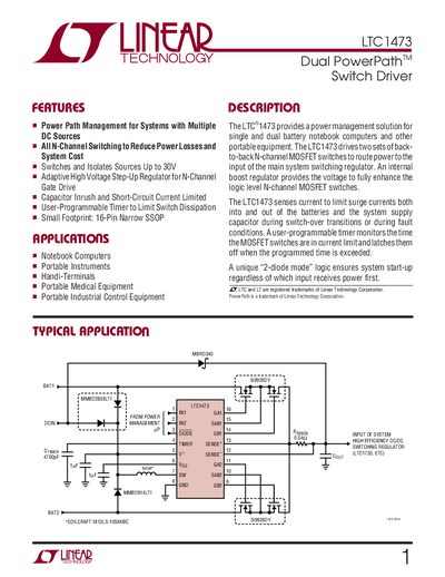 Linear Technology LTC1473 User Manual - cover page