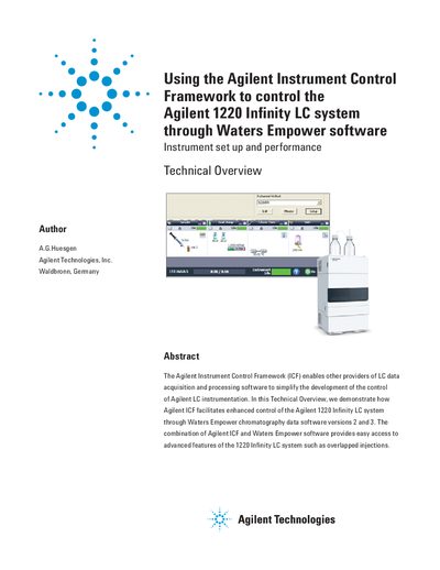 Using the Agilent Instrument Control Framework to control the Agilent 1220 Infinity LC system through Waters Empower sof - cover page