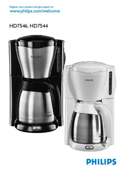 Philips HD7546 HD7544 Coffee Maker User Manual - cover page