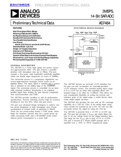 ANALOG DEVICES AD7484 handbook(1) - cover page