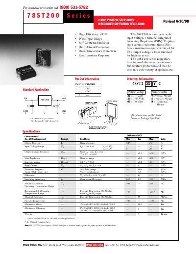 Power Trends 78ST200 Series Integrated Switching Regulator Datasheet - cover page