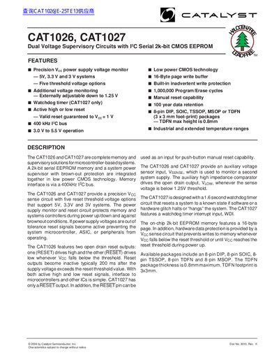 Catalyst CAT1026 and CAT1027 Datasheet - cover page