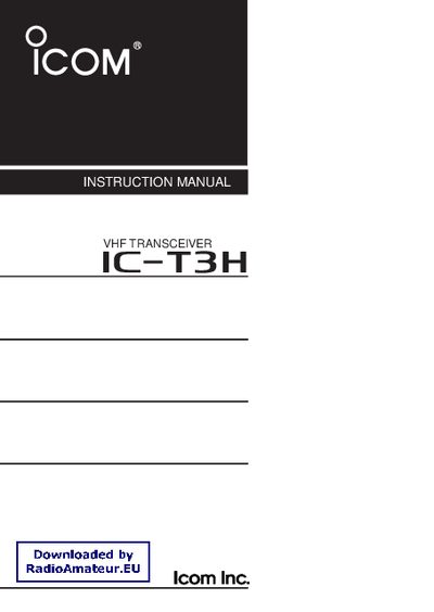 Icom IC-T3H VHF Transceiver User Manual - cover page
