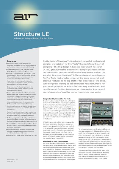 Digidesign Structure LE Advanced Sample Player User Manual - cover page