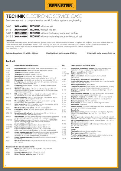 Bernstein 6400 Electronic Service Case Product Leaflet - cover page